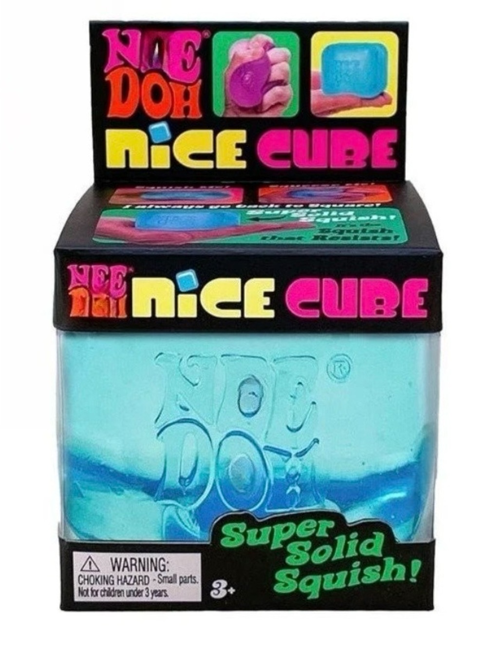 Nee Doh Nice Cubes Ice Cube Toy Fidget Super Solid Squish Blue